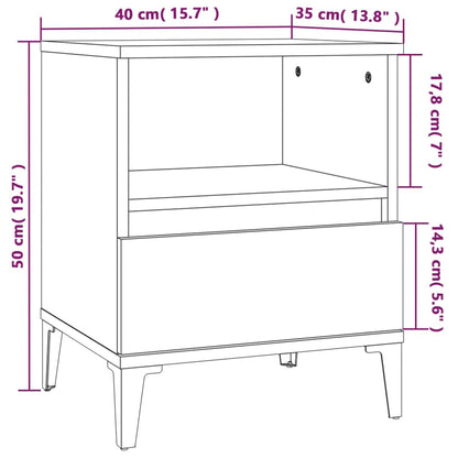 Mesa de cabeceira 40x35x50 cm cinzento sonoma