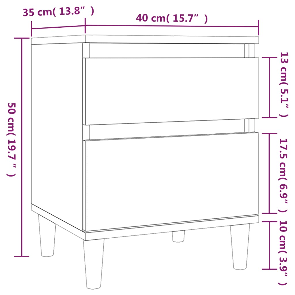 Mesa de cabeceira 40x35x50 cm branco