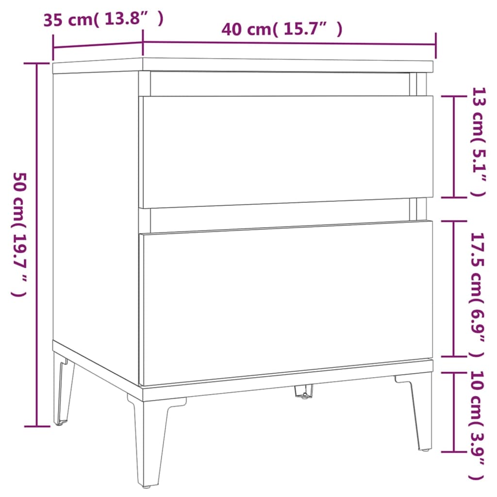 Mesa de cabeceira 40x35x50 cm carvalho sonoma