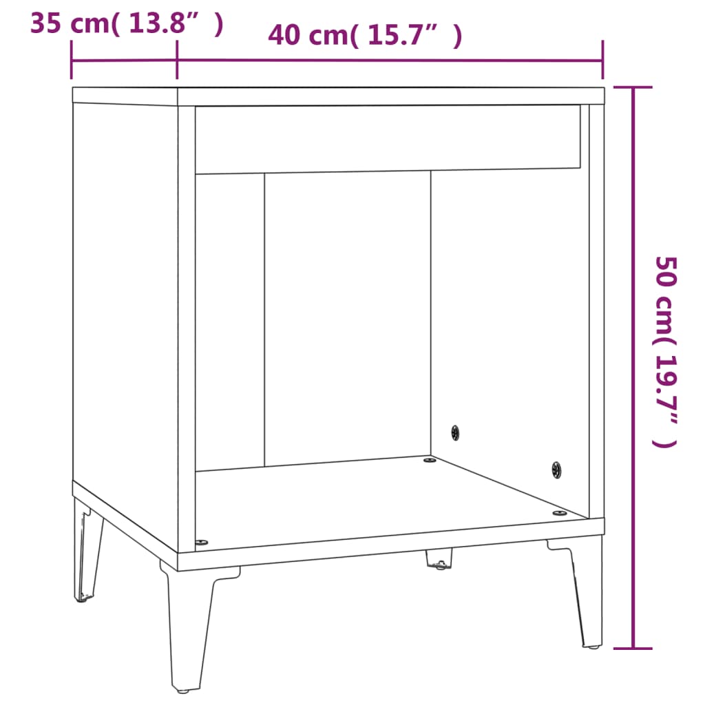 Mesa de cabeceira 40x35x50 cm preto