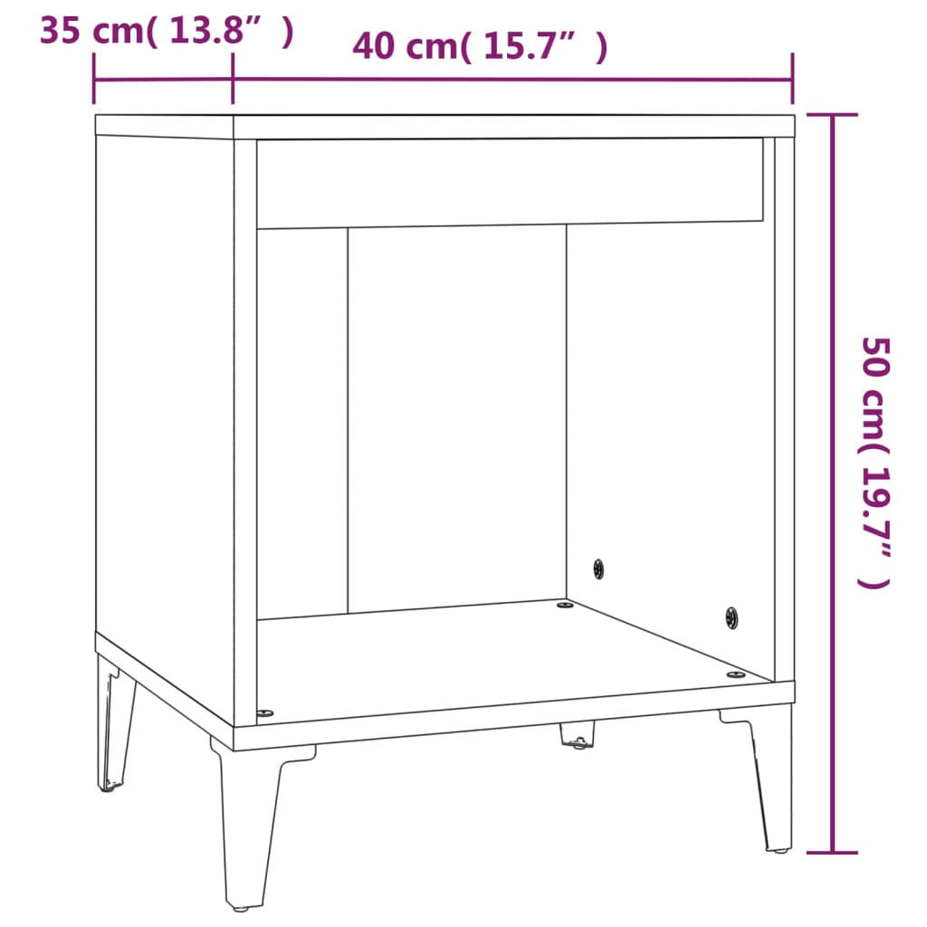 Mesas de cabeceira 2 pcs 40x35x50 cm preto