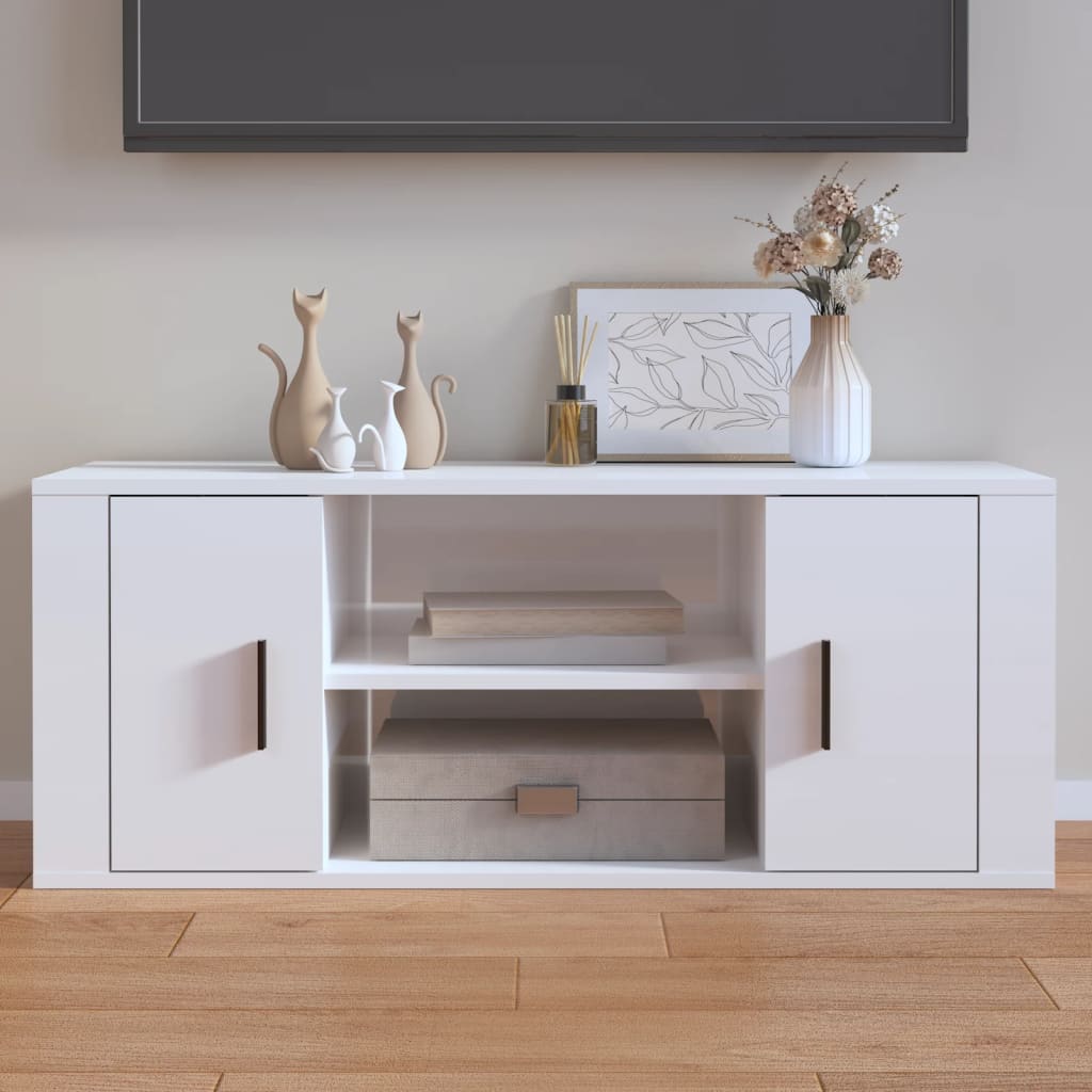 Móvel de TV Clivia de 100 cm - Branco Brilhante - Design Moderno