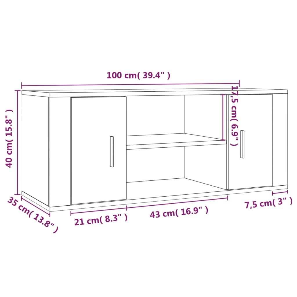 Móvel de TV Clivia de 100 cm - Cinzento - Design Moderno