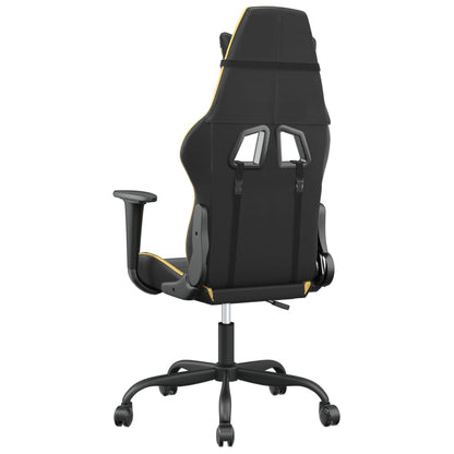 Cadeira gaming couro artificial preto e dourado