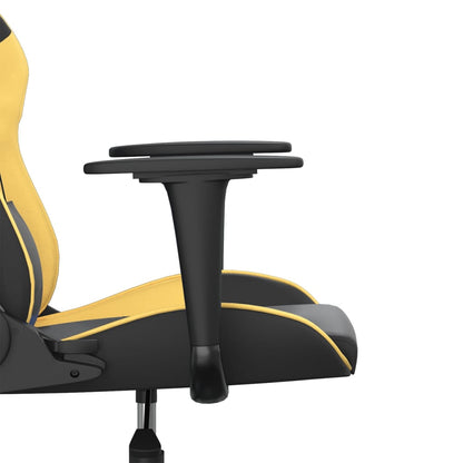 Cadeira gaming couro artificial preto e dourado