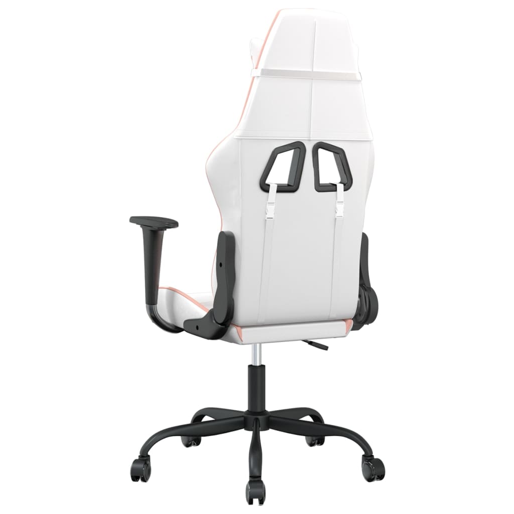 Cadeira gaming couro artificial branco e rosa