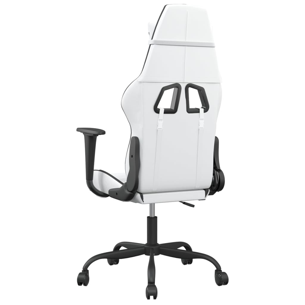 Cadeira gaming couro artificial branco e preto