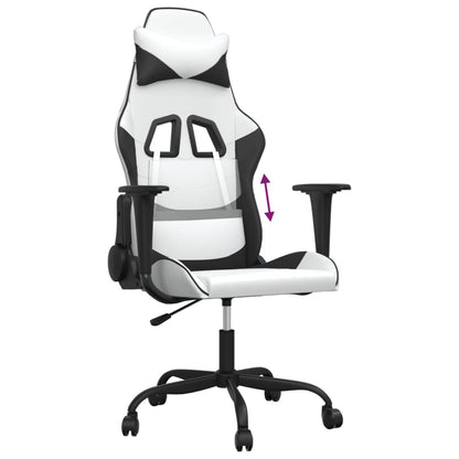 Cadeira gaming couro artificial branco e preto