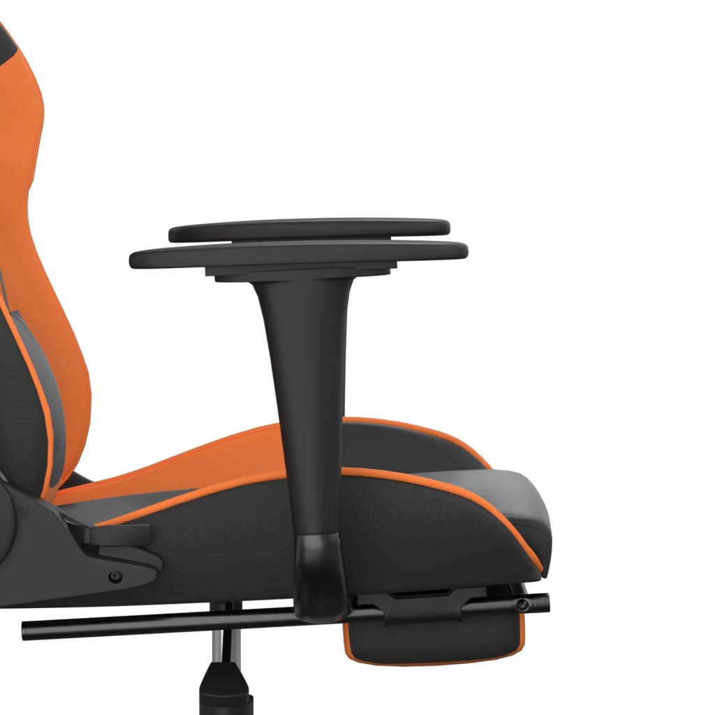 Cadeira gaming c/ apoio p/ pés couro artificial preto e laranja