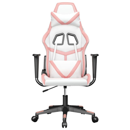 Cadeira gaming couro artificial branco e rosa