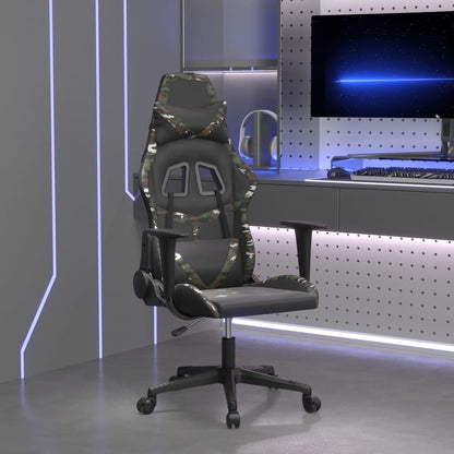 Cadeira gaming couro artificial preto e camuflado