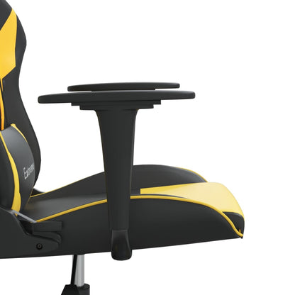 Cadeira gaming couro artificial preto e dourado