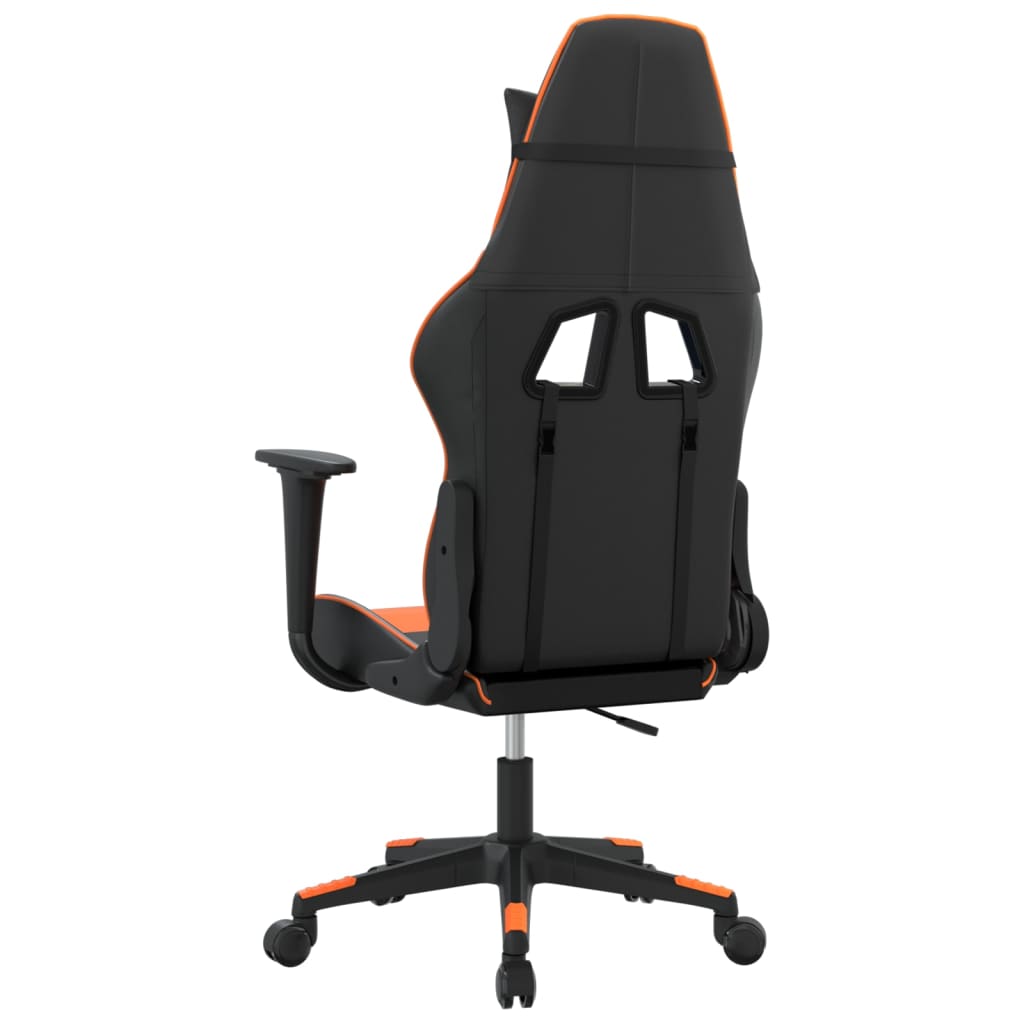 Cadeira gaming couro artificial preto e laranja