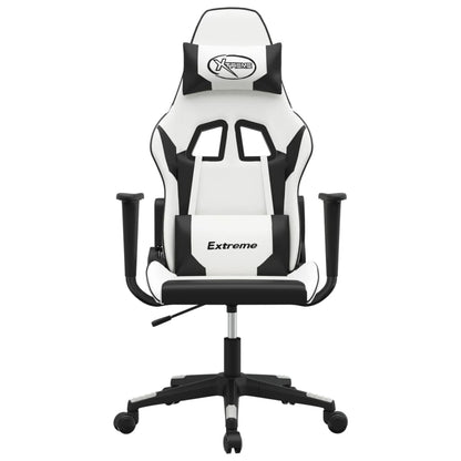 Cadeira gaming couro artificial branco e preto