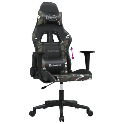 Cadeira gaming couro artificial preto e camuflado