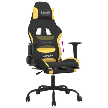 Cadeira de gaming com apoio para os pés tecido preto e amarelo