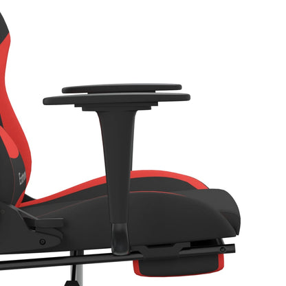 Cadeira de gaming c/ apoio para os pés tecido preto e vermelho