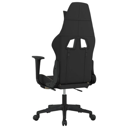 Cadeira Gaming Reclinável com Apoio de Pés em Tecido - Preto e Creme - Design Moderno