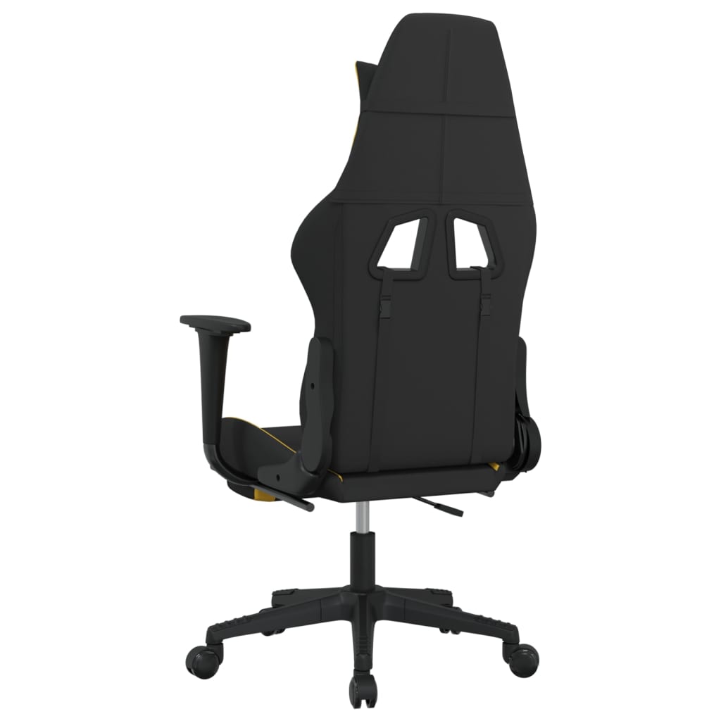 Cadeira Gaming Reclinável com Apoio de Pés em Tecido - Preto/Amarelo - Design Moderno