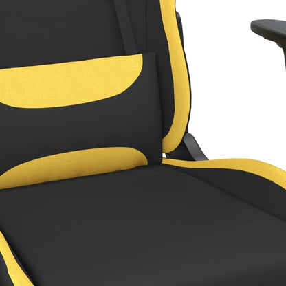 Cadeira Gaming Reclinável com Apoio de Pés em Tecido - Preto/Amarelo - Design Moderno