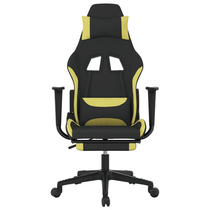 Cadeira Gaming Reclinável com Apoio de Pés em Tecido - Preto/Verde - Design Moderno