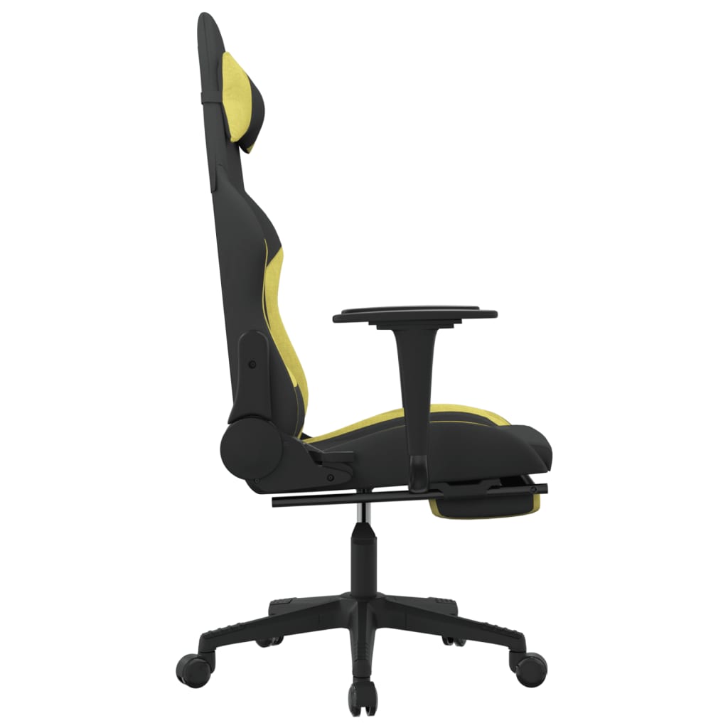 Cadeira Gaming Reclinável com Apoio de Pés em Tecido - Preto/Verde - Design Moderno