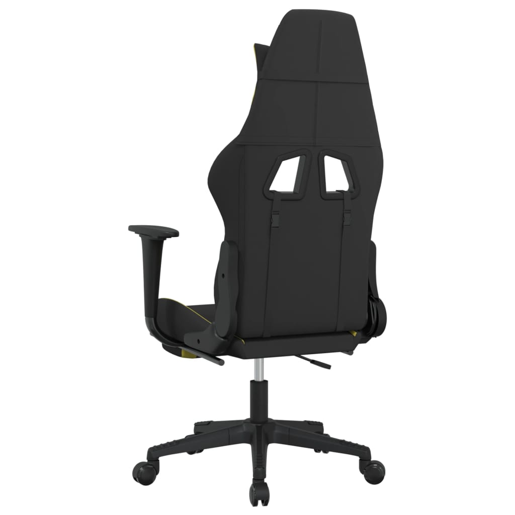 Cadeira Gaming Reclinável com Apoio de Pés em Tecido - Preto/Verde - Design Moderno