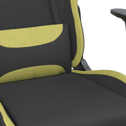 Cadeira Gaming Reclinável com Apoio de Pés em Tecido - Preto/Verde - Design Moderno