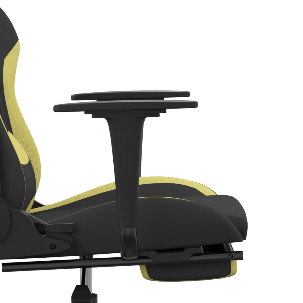 Cadeira Gaming Reclinável com Apoio de Pés em Tecido - Preto/Verde - Design Moderno