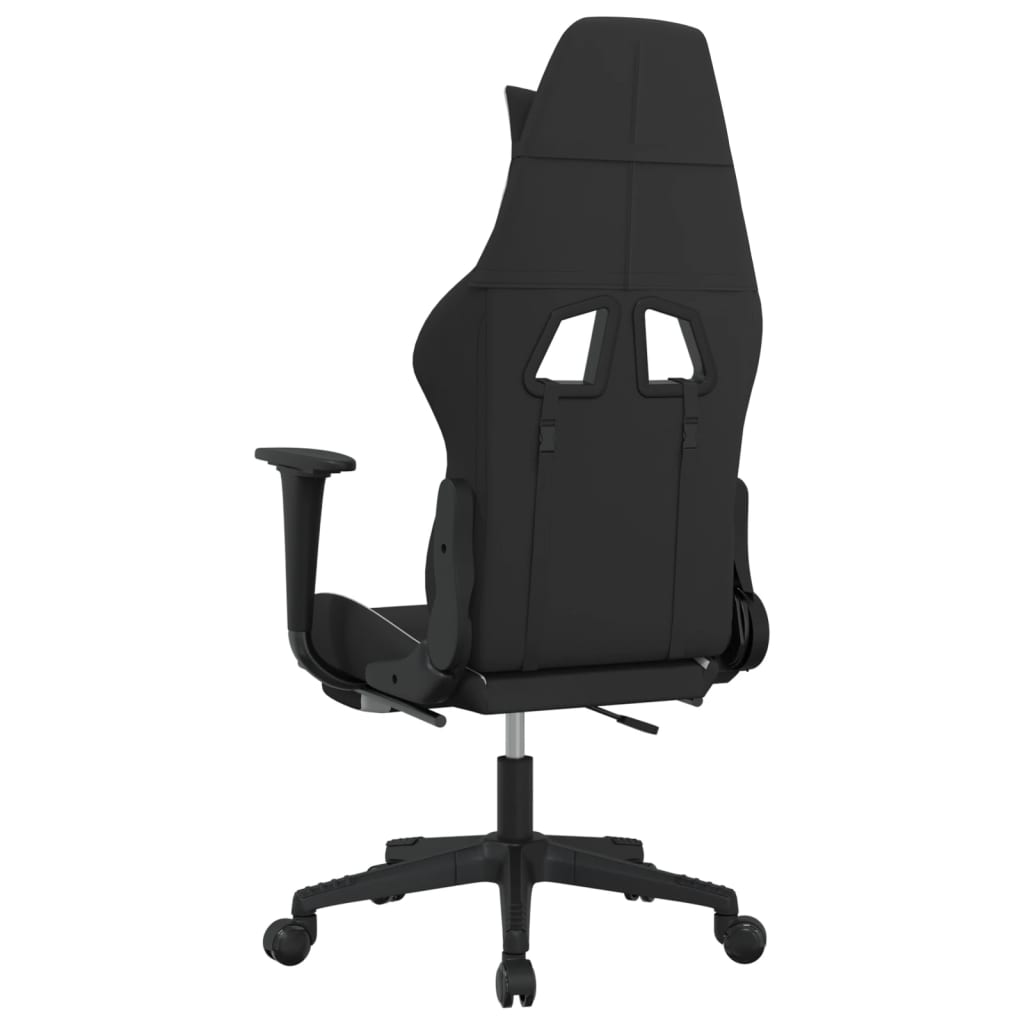 Cadeira Gaming Reclinável com Apoio de Pés em Tecido - Preto/Branco - Design Moderno