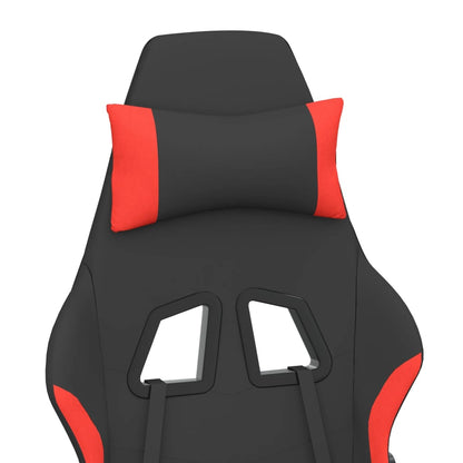 Cadeira Gaming Reclinável com Apoio de Pés em Tecido - Preto e Vermelho - Design Moderno