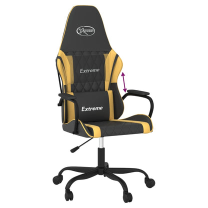 Cadeira gaming couro artificial preto e dourado