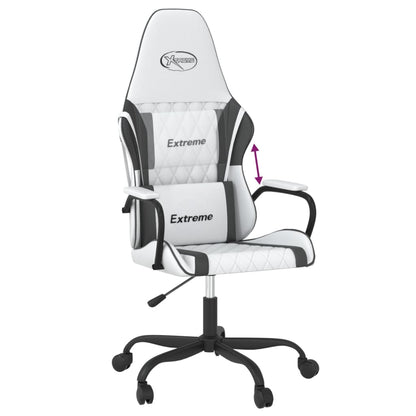 Cadeira gaming couro artificial branco e preto