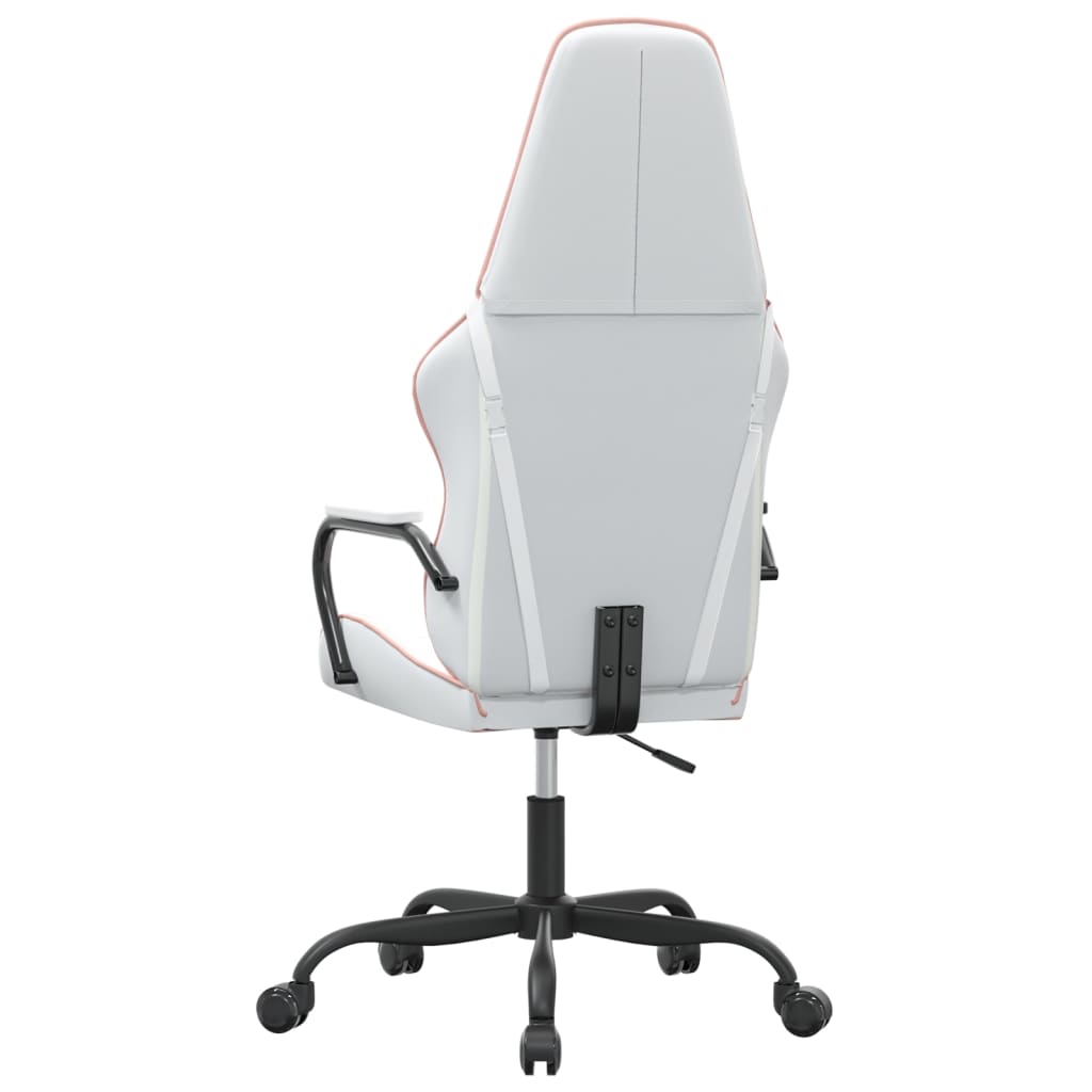 Cadeira gaming couro artificial branco e rosa