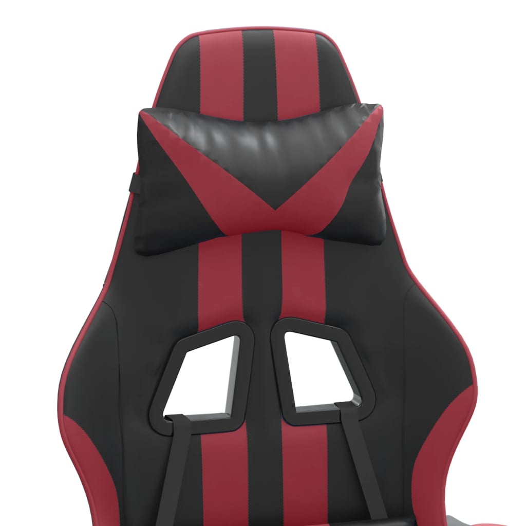 Cadeira gaming couro artificial preto e vermelho tinto