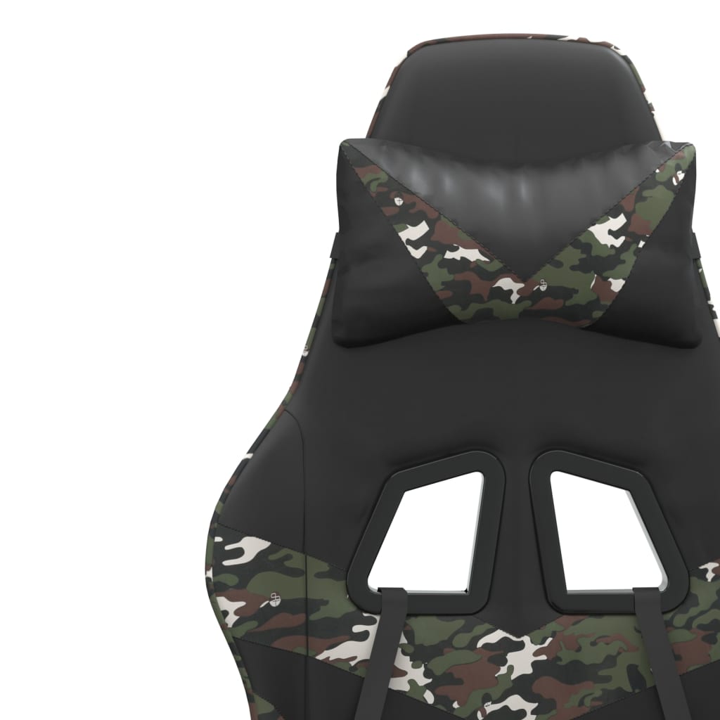 Cadeira gaming couro artificial preto e camuflado