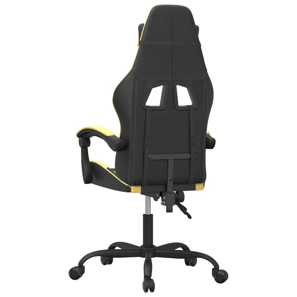 Cadeira gaming couro artificial preto e dourado