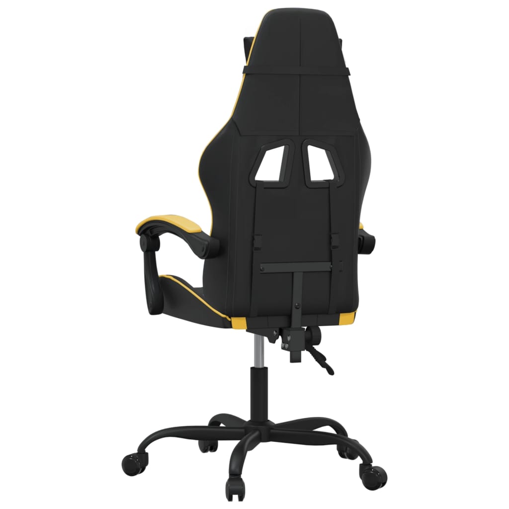 Cadeira gaming couro artificial preto e dourado