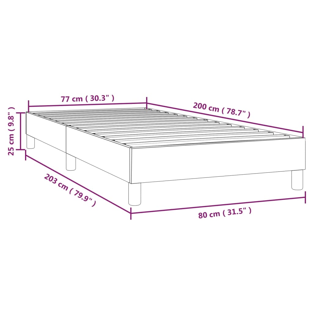 Estrutura de cama em tecido 80x200 cm cinzento-claro