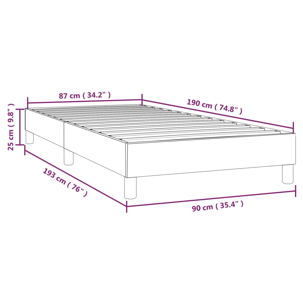 Estrutura de cama com molas 90x190 cm tecido cinza-claro