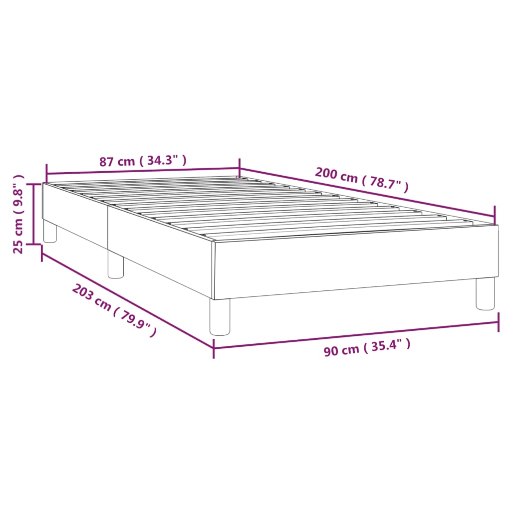 Estrutura de cama com molas 90x200 cm tecido cinza-claro