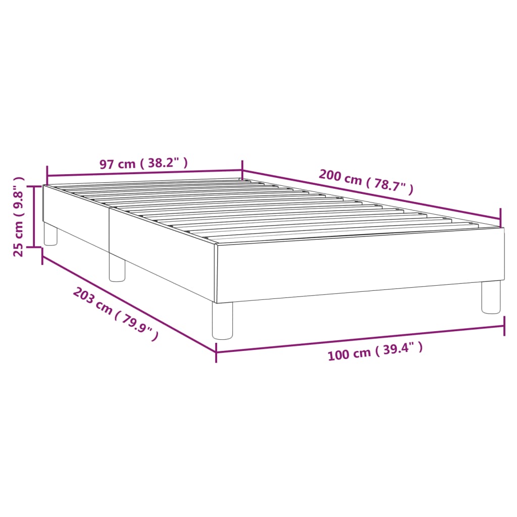 Estrutura de cama com molas 100x200 cm tecido cinza-escuro