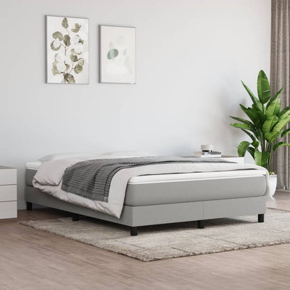 Estrutura de cama 140x190 cm tecido cinza-claro