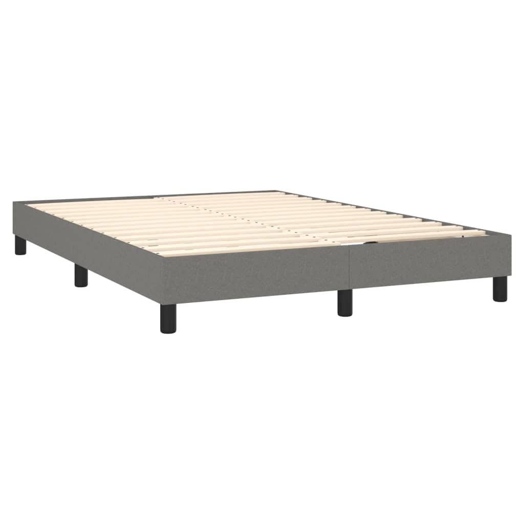 Estrutura de cama com molas 140x190 cm tecido cinza-escuro