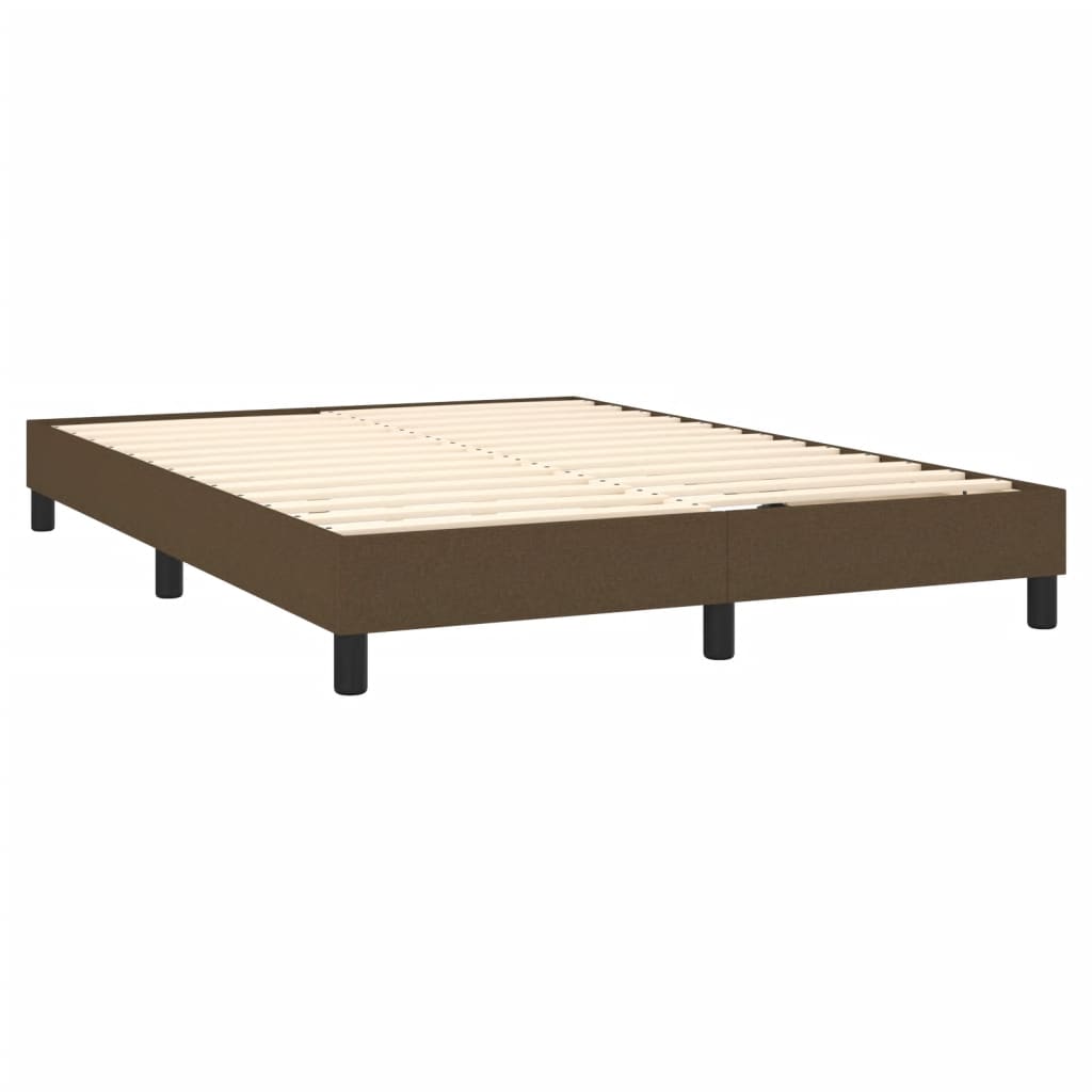 Estrutura de cama com molas 140x190 cm tecido castanho-escuro