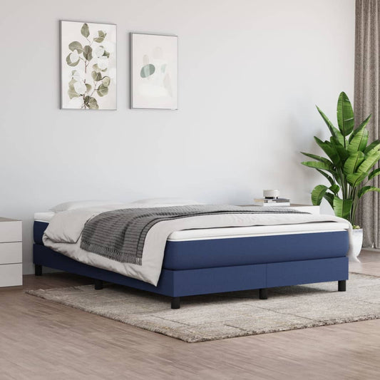 Estrutura de cama com molas 140x190 cm tecido azul