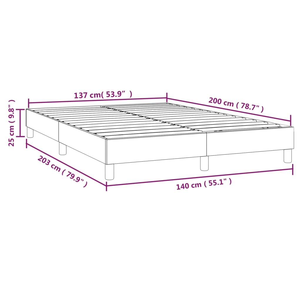 Estrutura de cama 140x200 cm tecido cinza-claro