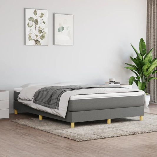 Estrutura de cama 140x190 cm tecido cinzento-escuro