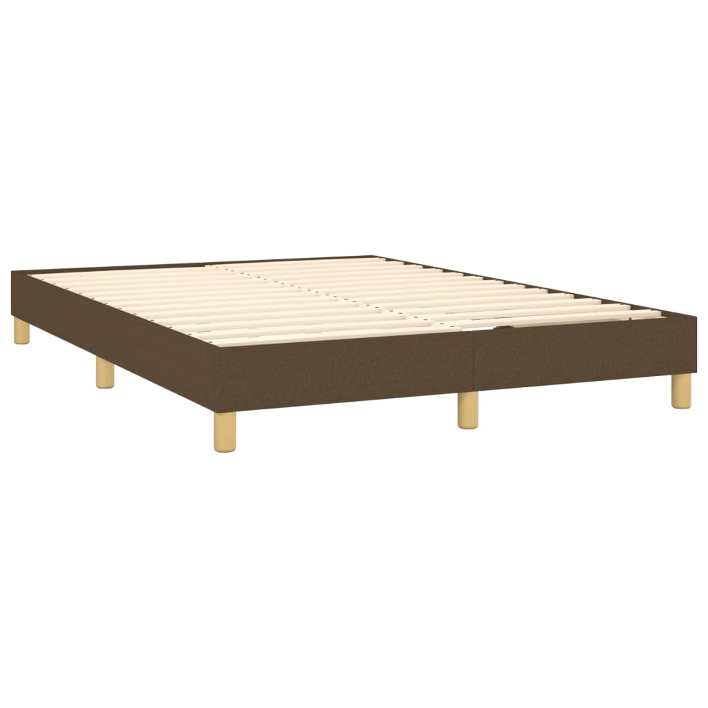 Estrutura de cama 140x200 cm tecido castanho-escuro