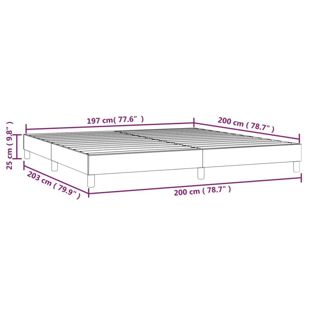 Estrutura de cama com molas 200x200 cm tecido cinzento-escuro